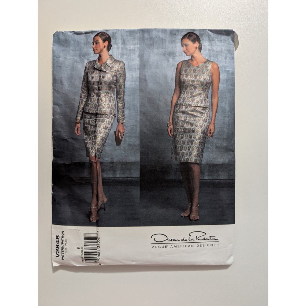 V2845 Vogue 3 Piece Suit Pattern by Oscar de la Renta Size B (8 10 12)